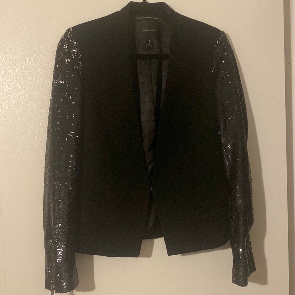 Maison Scotch Scotch & Soda Sequins Sleeves Blazer Jacket Black